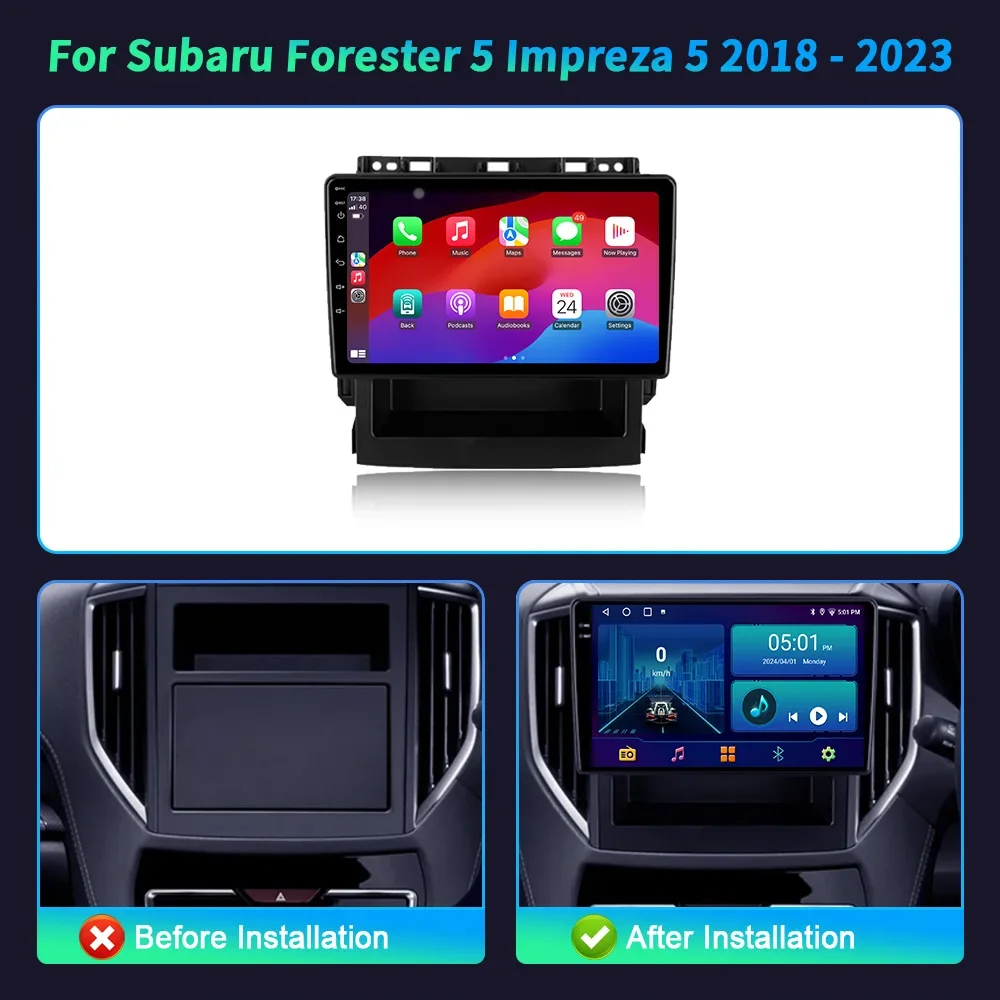 Android 14 For Subaru Foreste 5 Impreza 5 2018-2023 Car Radio Multimedia Navigation Bluetooth Apple CarPlay Touch Screen Stereo