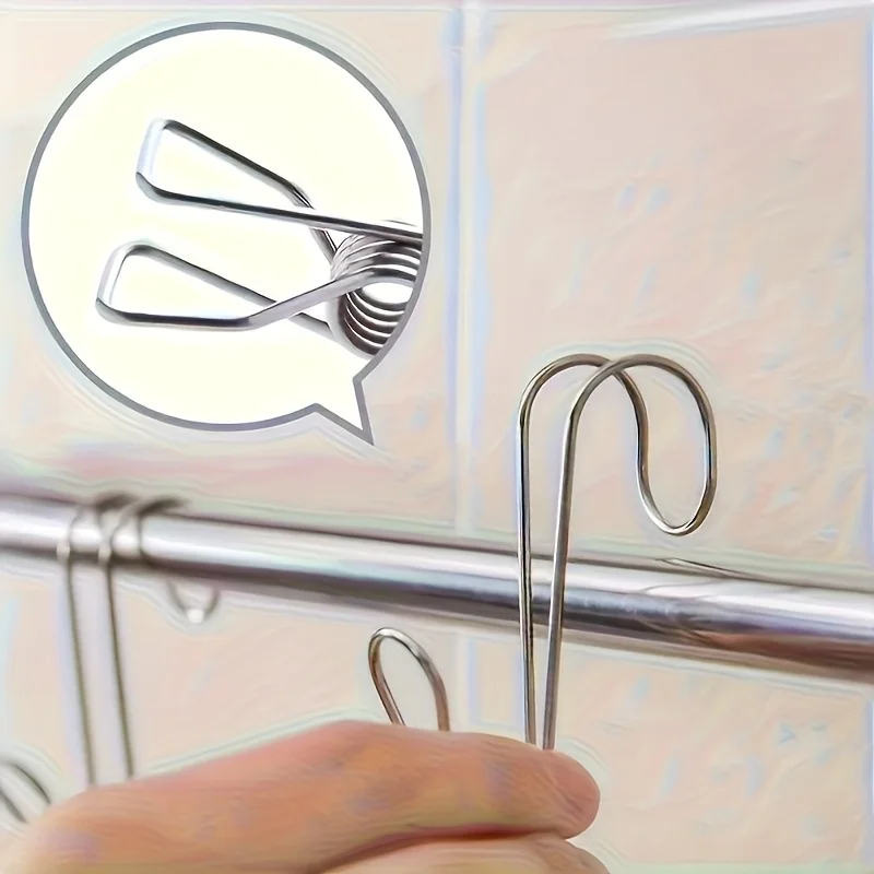 5pcs Heavy-Duty Stainless Steel Long Tail Hook with Ceiling/Ceiling-Mountable - Multi-Purpose Windproof Bath & Towel Hooks