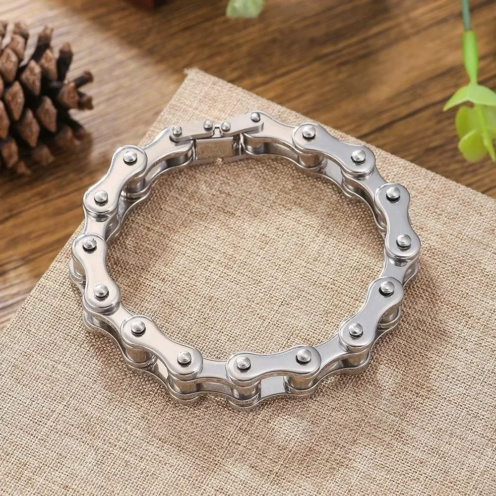 Edelstahl-Fahrradketten-Armband, Hochglanzpoliertes Personalisiertes Fahrradketten-Armband, Rostbeständiger Schmuck Geschenk – Detail 3
