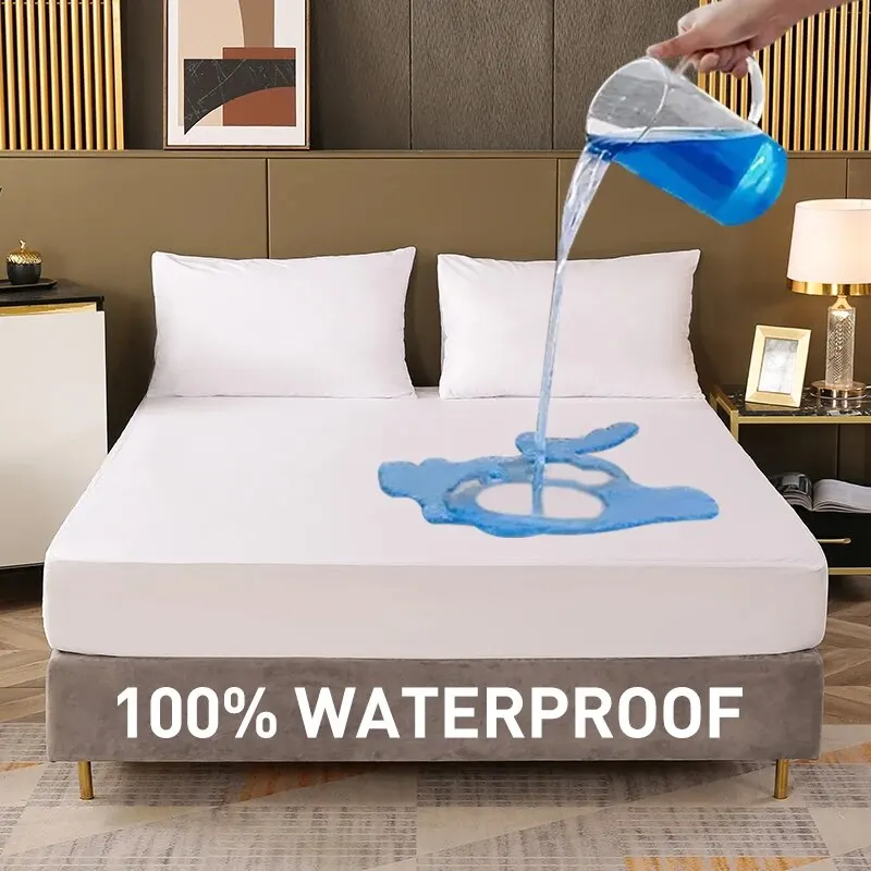 Wasserdichte Spannbettlaken Bettwรคsche Abdeckung Betttuch Einfarbig Matratze Abdeckung Bett Schutz Abdeckung Fรผr Schlafzimmer Gรคstezimmer