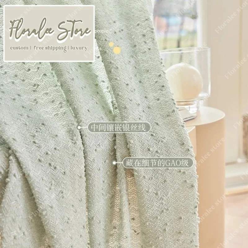 

Green Fresh Blackout Tulle Curtains For Living Room Bedroom Dining Room Gauze Sheer Yarm Elegant Fashion Simple Lace Decoration