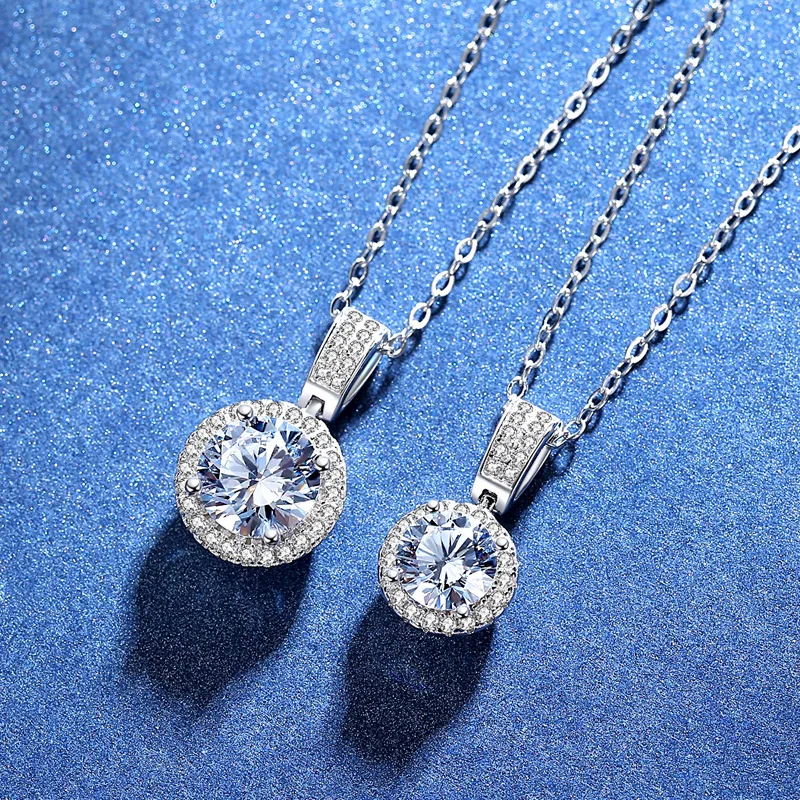 2ct Moissanite Tennis Necklace for Woman Wedding Jewely with Certificate 925 Sterling Sliver Plated 18k White Gold Necklace 6
