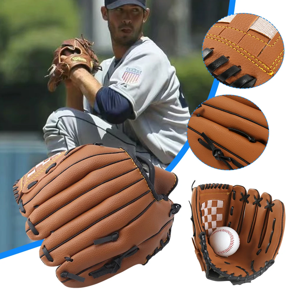 Baseball Glove Size 9.5/10.5/11.5/12.5 Softball Gloves PU Leather Softball Practice Equipment Baseball Mitts for Kids Adults