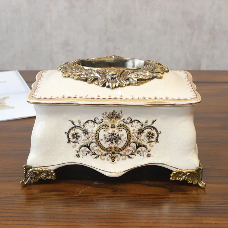 

European luxury villa model room decorative tissue box, American ceramic carton, suitable for bedrooms and living rooms