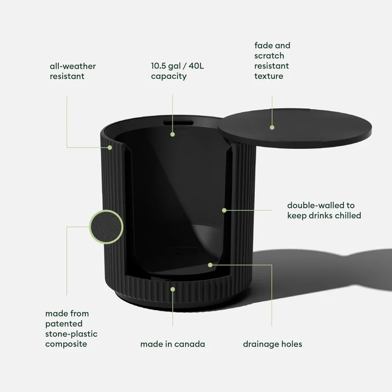 Mesa lateral refrigerador externa de 21 polegadas - 2 em 1, preta