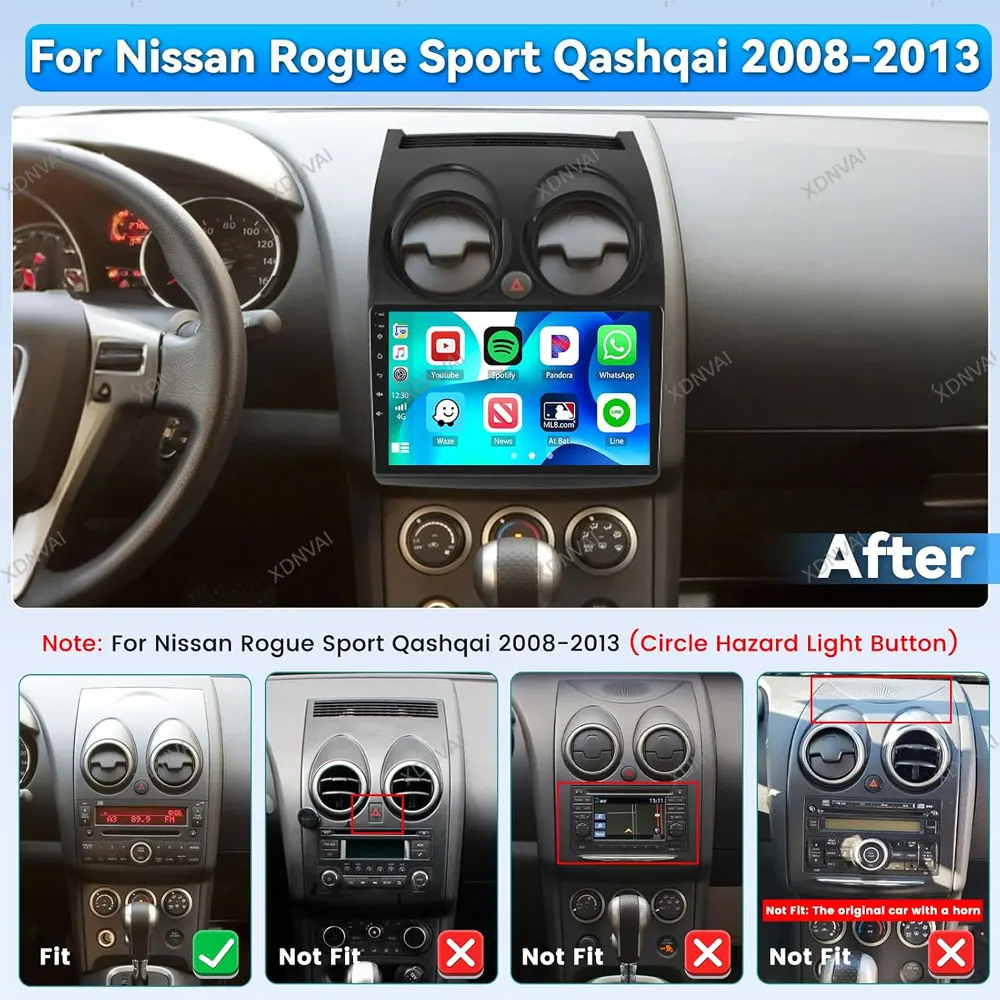 Android 16 Multimedia For Nissan Qashqai J10 2006 -2010 2011 2012 2013 Video Player Car Radio Navigation Carplay BT Qualcomm DSP