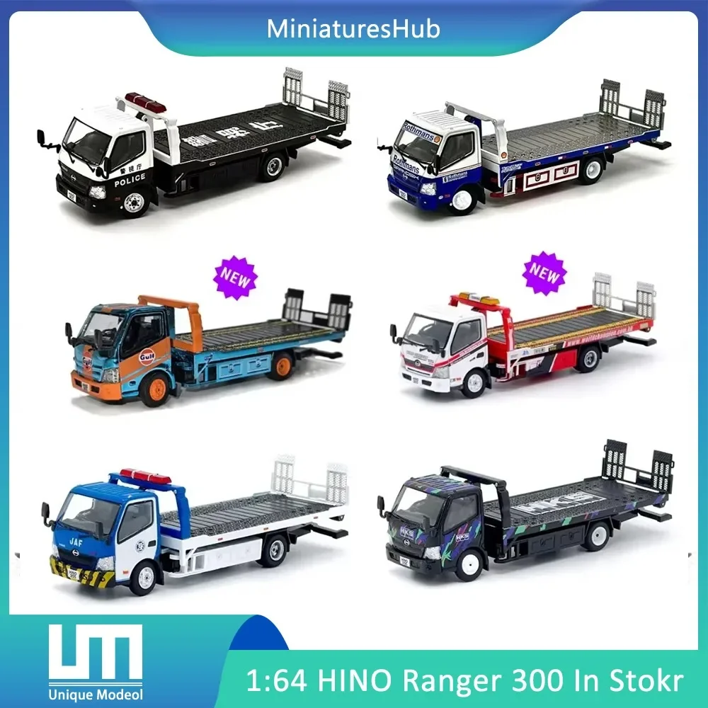 HINO Ranger 300 500 Transporter Trailer Semi Removable Unique Model 1:64 True Scale Miniatures Alloy Diecast Model Car