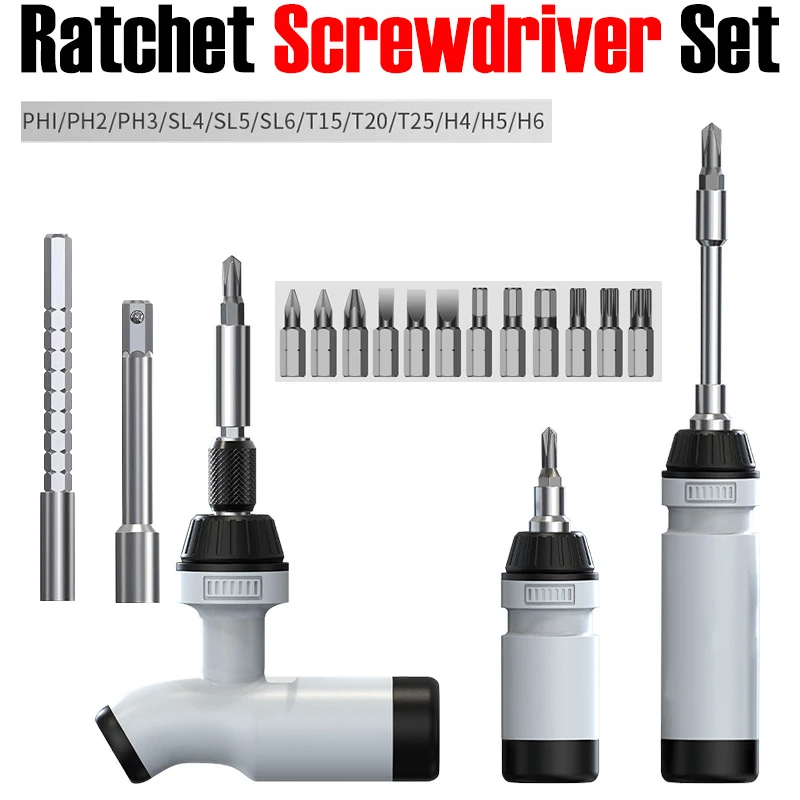 

7/8/14 PCS Ratchet Screwdriver Set Slotted Phillips Nut Key PH/F/SL/T/H Magnetic Batch Head Driver CRV Maintenance Hand Tools