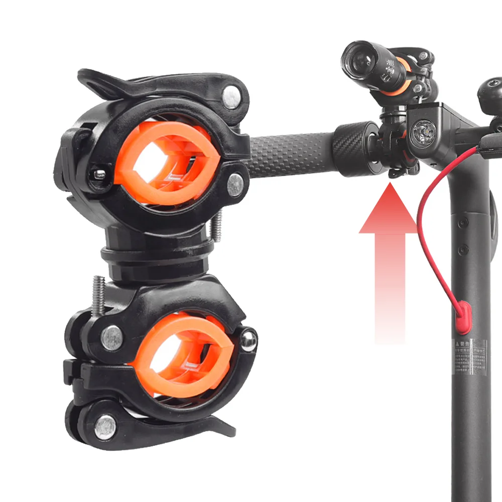 360 Degree Rotating Double Holder Handlebar Flashlight Torch Mount LED Light Holde For Xiaomi M365 /Pro 1S Electric Scooter Part