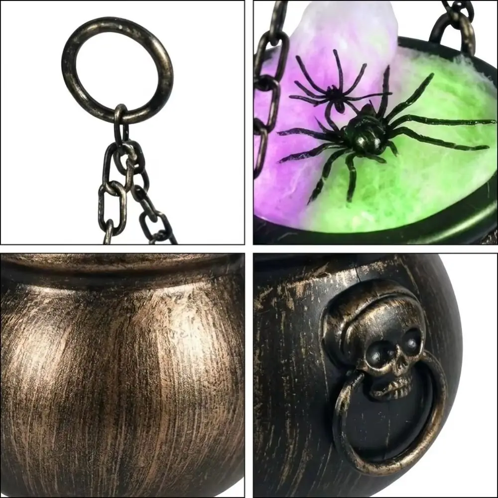 Spooky Black Witch Cauldron Mystical Colorful Halloween Cauldron Color Changing Light Chain Loop Lighted Cauldron Home