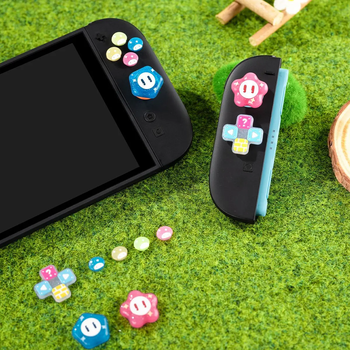 Bling Mushroom Star Silicone Dpad Cross Button ABXY Key Sticker Skin Case For Switch 2/NS Oled Joycon Thumb Stick Grip Cap Cover