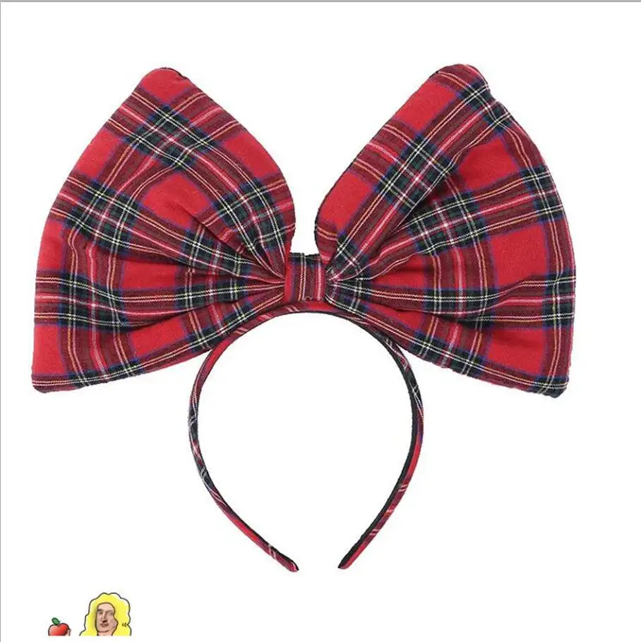 

30pcs/4inch English style! Christmas Plaid Big Bow Spring Hairpin Fabric Hair Bow Alligator Hair Clip For girls women