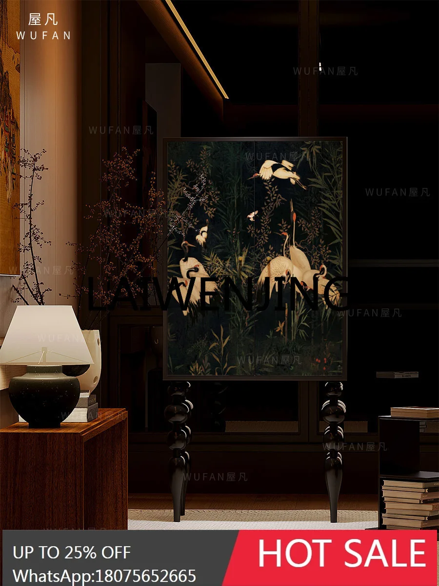 ChineseStyleSolid Wood Living Room Clothes Closet Collection and Storage Integrated Multifunctional Solid Wood High Foot Cabinet