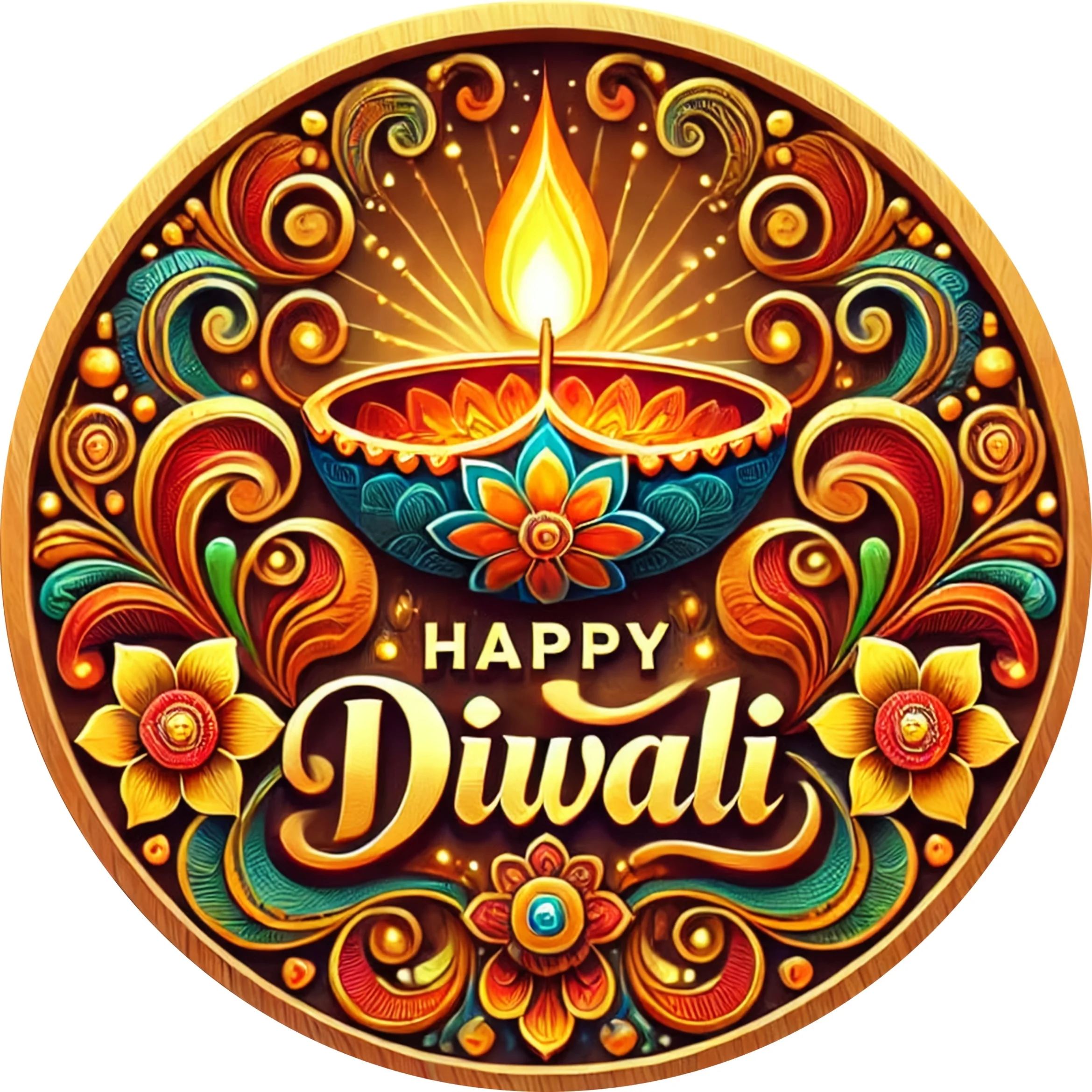 CIFBUY Retro Happy Diwali Elegant Diya Aluminum Wall Art Waterproof Wearproof Home Bar Cafe Yard Room Decor Gift