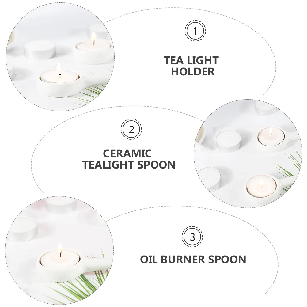 

8Pcs Ceramic Tealight Spoon Holder Home Decor Fragrance Warmer Tray for Living Room Bedroom Kitchen Spoon Holder
