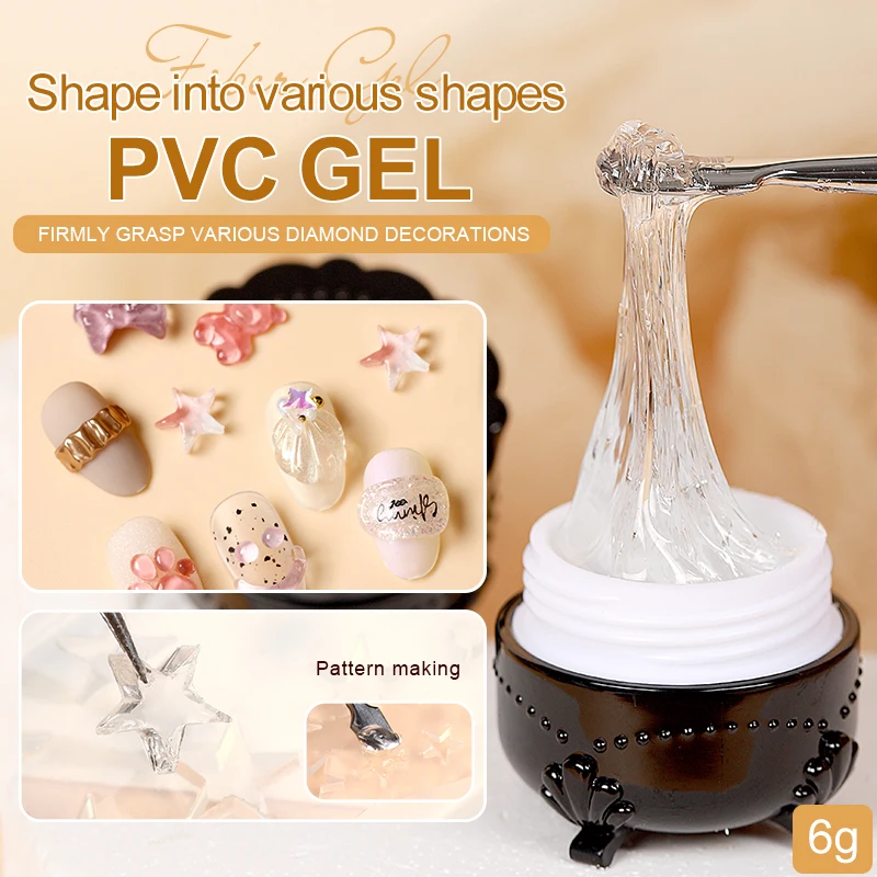 Sebagai 4 In 1 PVC Gel padat lembut 6ML pemodelan Stereo Gel ukir rendam Off UV LED 3D patung warna transparan Gel seni kuku keras