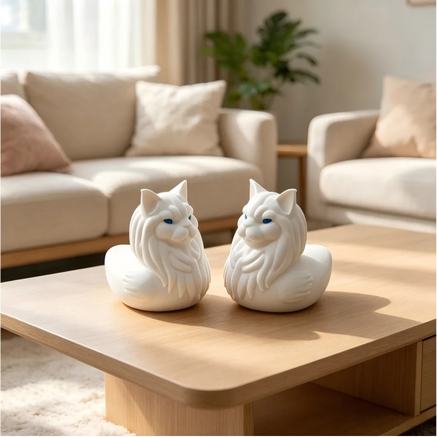 1PCS A small white, powerful and serious lion and duck Christmas decoration piece for home and office desktop display