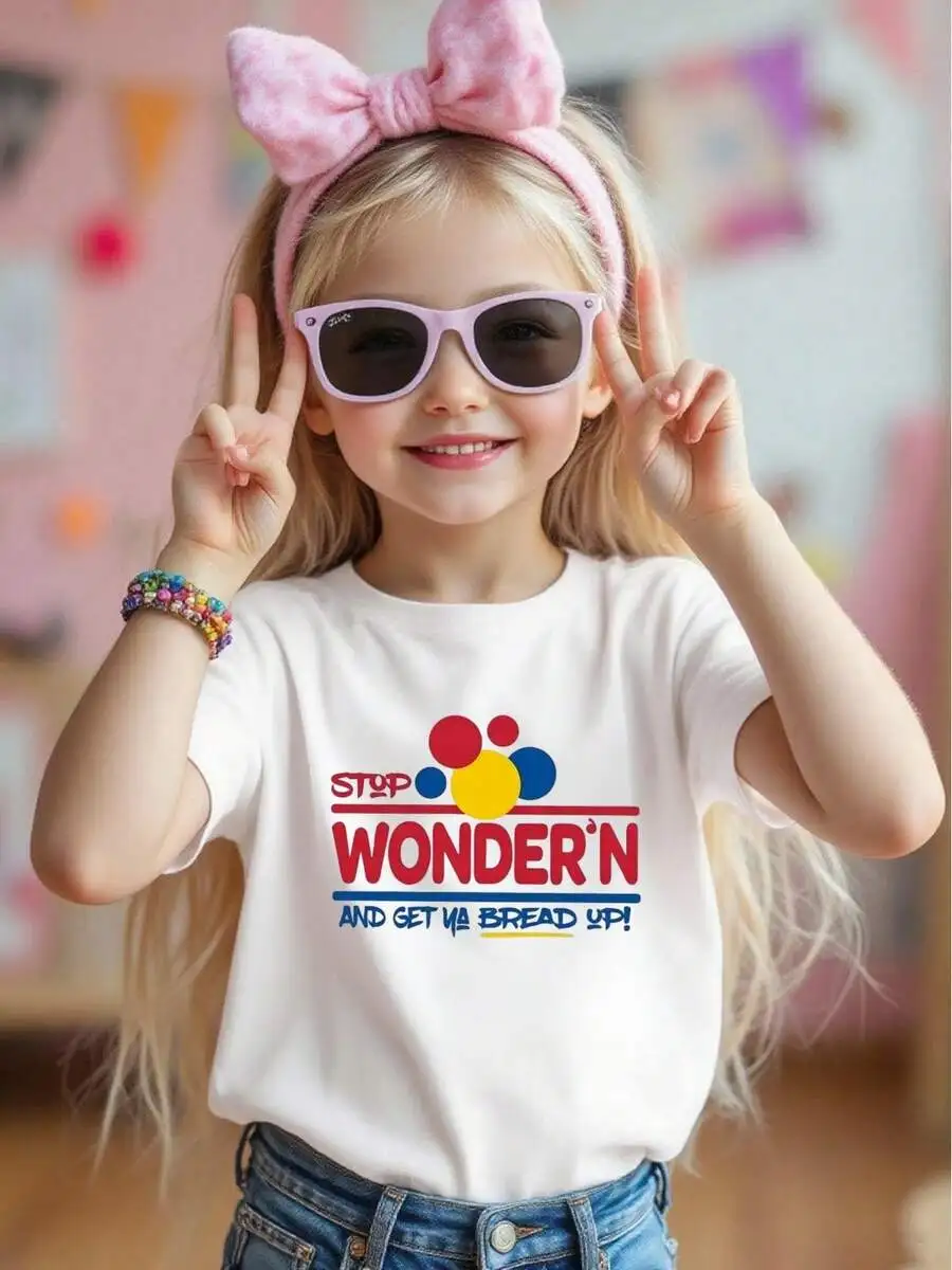 Cute Girl Cotton Round Neck T-Shirt, Casual And Comfortable Spring/Summer Short Sleeved Printed Children's Top