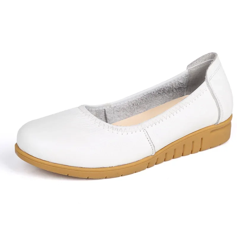 Shoe for Women Soft Leather Black Shoes Flat Shoes Thick Sole Flat Shoes Professional Shoes Work Shoes Women\'s Mother Shoes