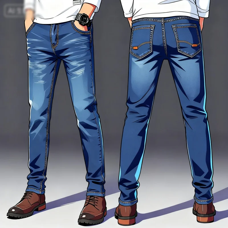 

Новинка 2026, весенние мужские светло-голубые узкие джинсы, стильные повседневные джинсовые брюки из эластичной ткани, классические брюки, дымчато-серые