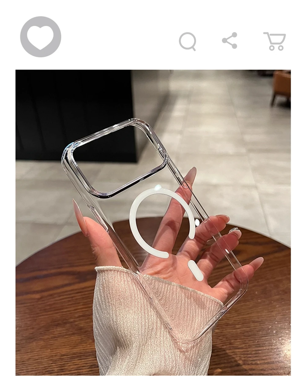 Ultradünne Transparente Hartschale für Magsafe Hülle für iPhone 18 17 Pro Max Air 16 15 14 Plus 13 12 Pro Magnetische Kabellose Ladehülle – Detail 12