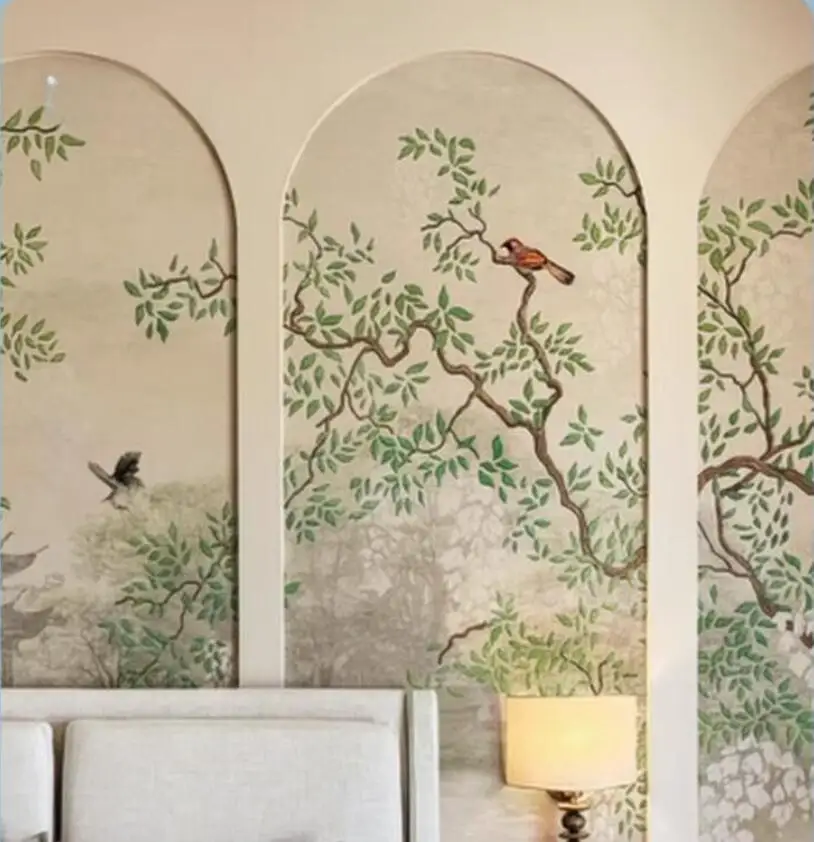 

Custom mural Chinese retro tree Green Leaves bird pavilion photo wallpaper Hotel study restaurant wallpapers home decor