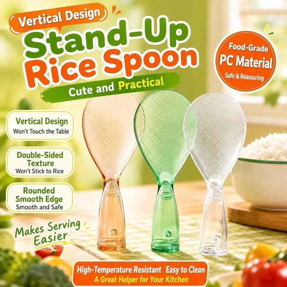 New Plastic Rice Paddle Heat Resistant Thickened Rice Serving Spoon Nonstick Surface Textured Rice Spoon Kitchen Serving