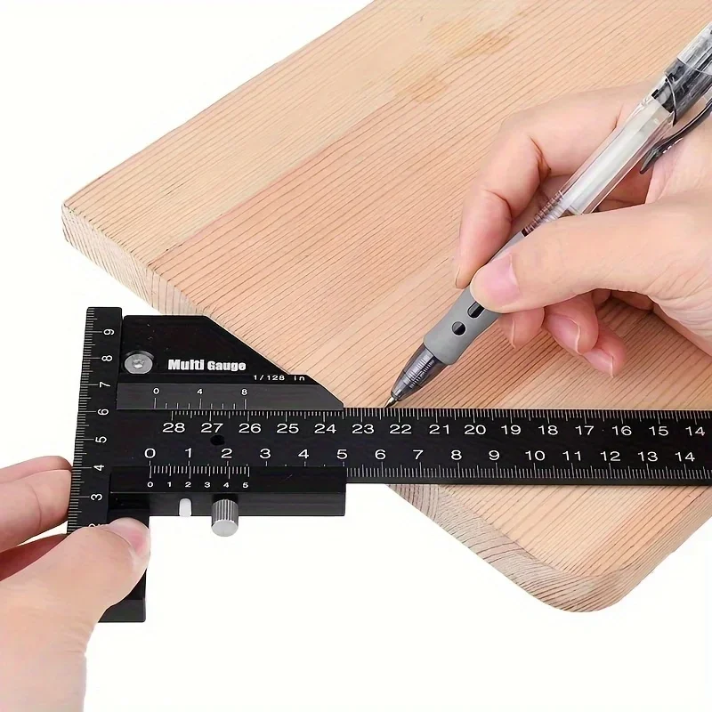 Multipurpose T-Ruler (0-280mm) - Aluminum Alloy Marking Depth Sliding Gauge for Woodworking & DIY (Durable, Precision-Measuring)