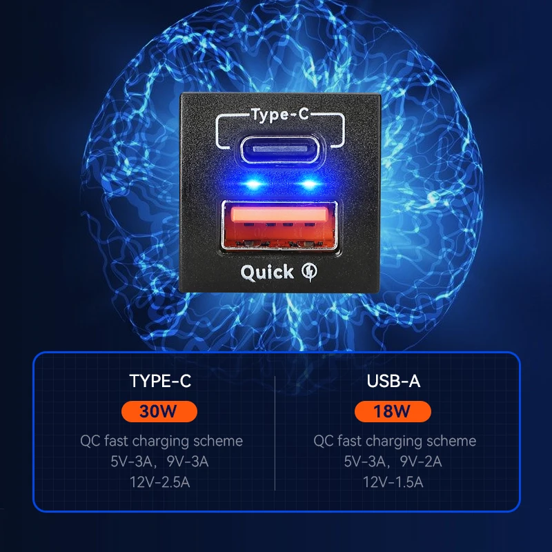 48W hızlı şarj QC3.0 USB tip-c PD 12V Toyota Corolla araba cep telefonu aksesuarları için güç soketi adaptörü hızlı şarj