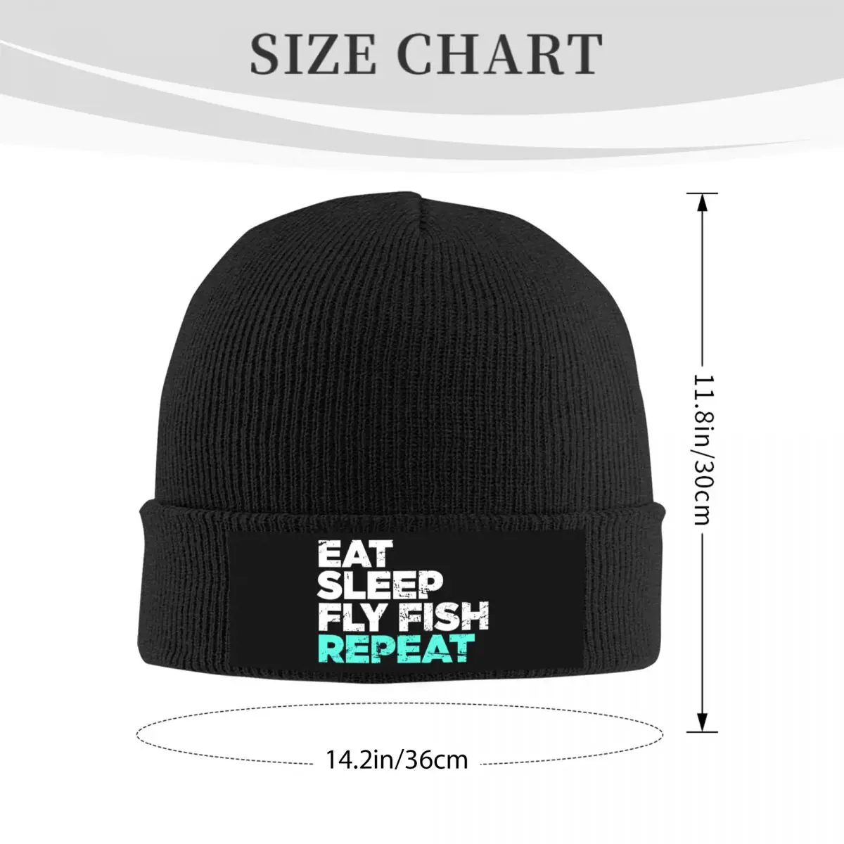 Eat Sleep Fly Fish Fly Fishing Graphic Warm Knitted Cap Winter Knit Bonnet Hat Skullies Beanies Hip Hop Caps for Unisex