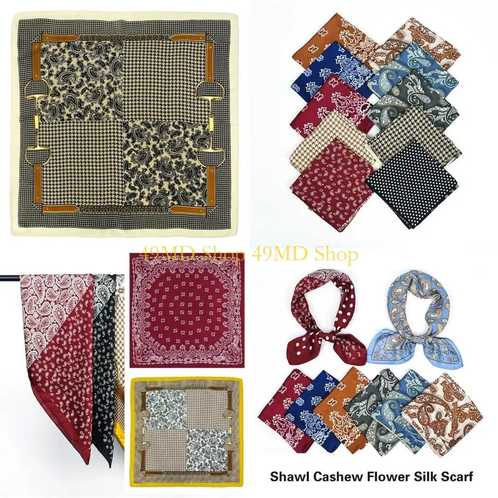 

49MD Trendy Handkerchief Scarf, Silk Feeling, Soft and Comfortable, Suitable for Hiking, Camping Multipurpose Neck Scarves