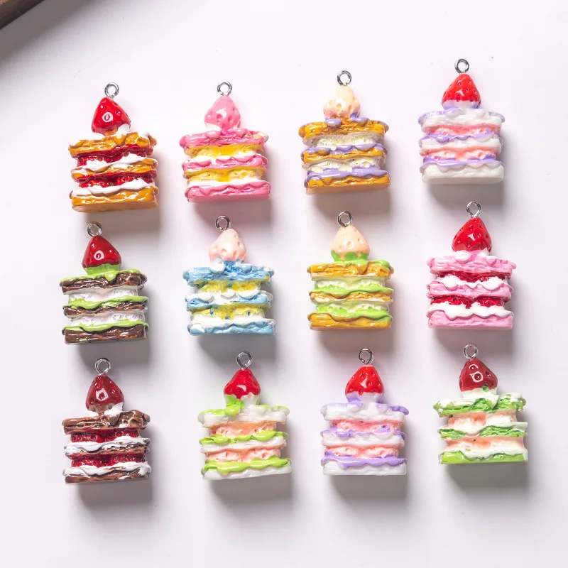 10Pcs Resin 3D Pastry Charm Kawaii Foodie Jewelry Finding for DIY Craft Keychain Phone Strap & Purse Accessory
