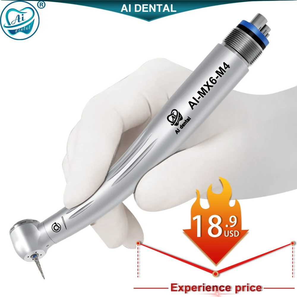 Turbina Dental de alta velocidad AI, pieza de mano, generador electrónico LED, cabezal estándar, pulverizador de agua individual, regalo para