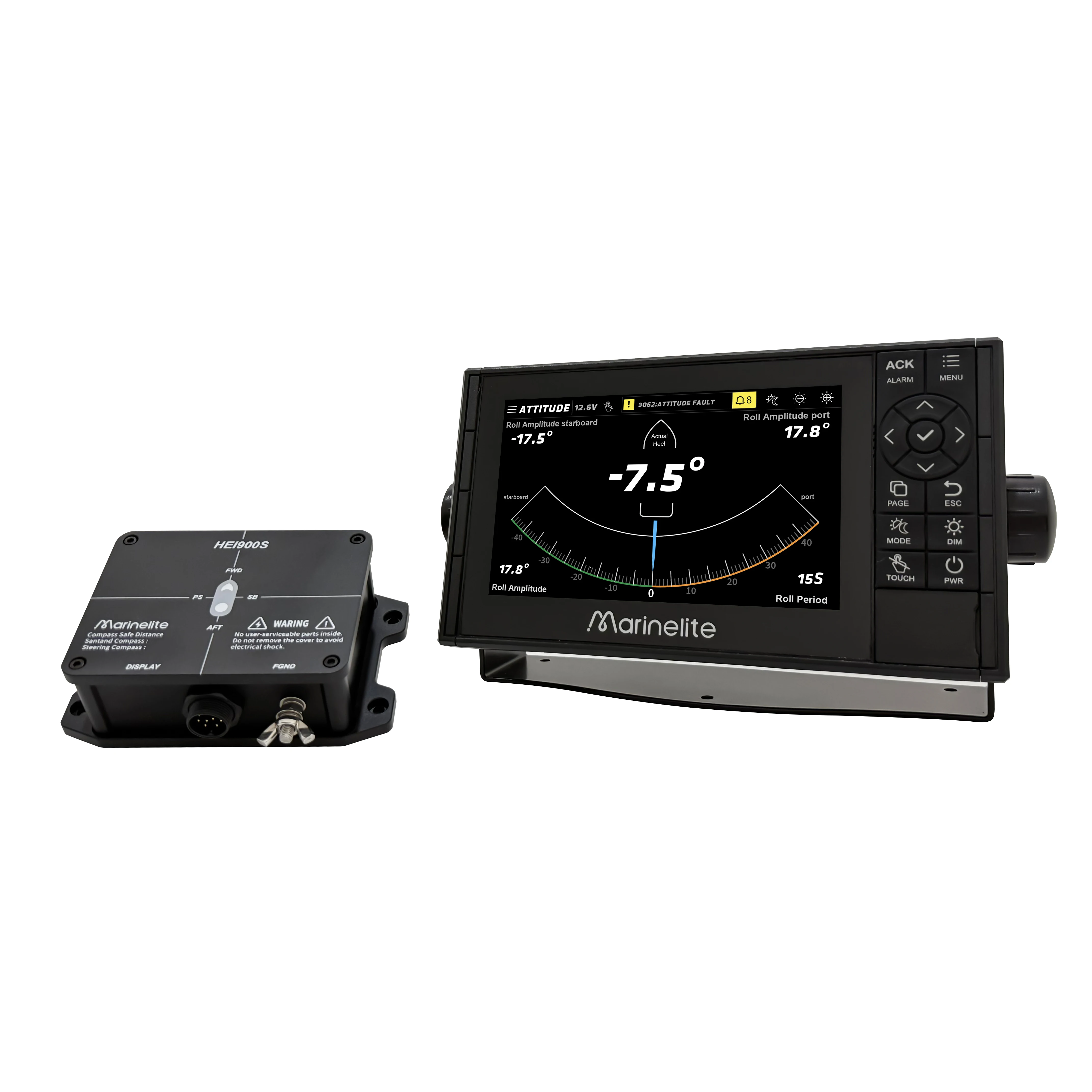 Marine Electronic Inclinometer Vessel Roll Pitch Sensor NMEA0183 7 Inch Display CCS IMO for Ship