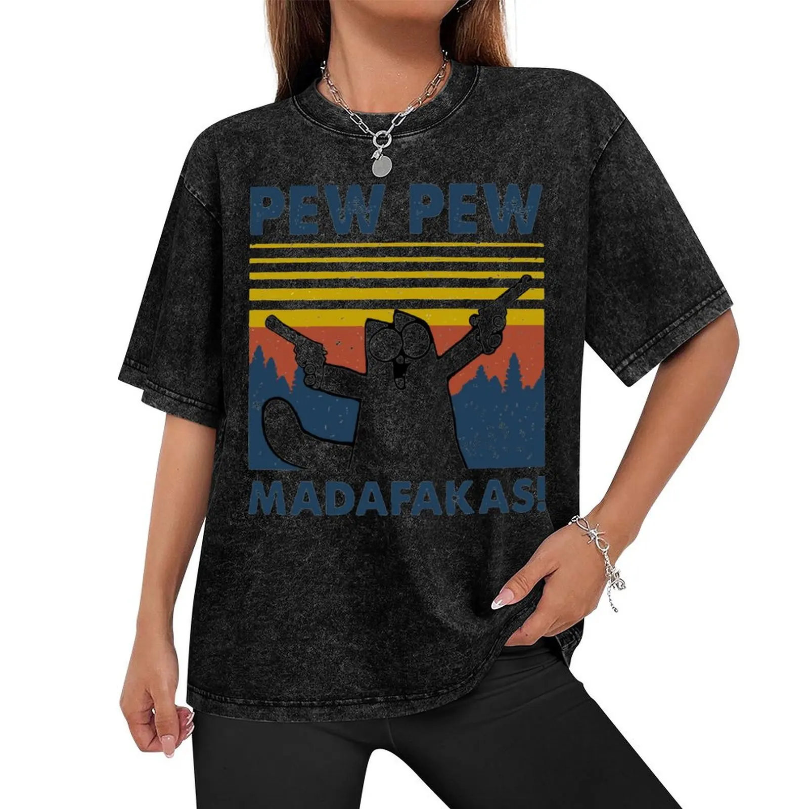 Pew pew Madafakas Cat T-Shirt Blouse quick-drying kawaii clothes street wear black t shirts for men