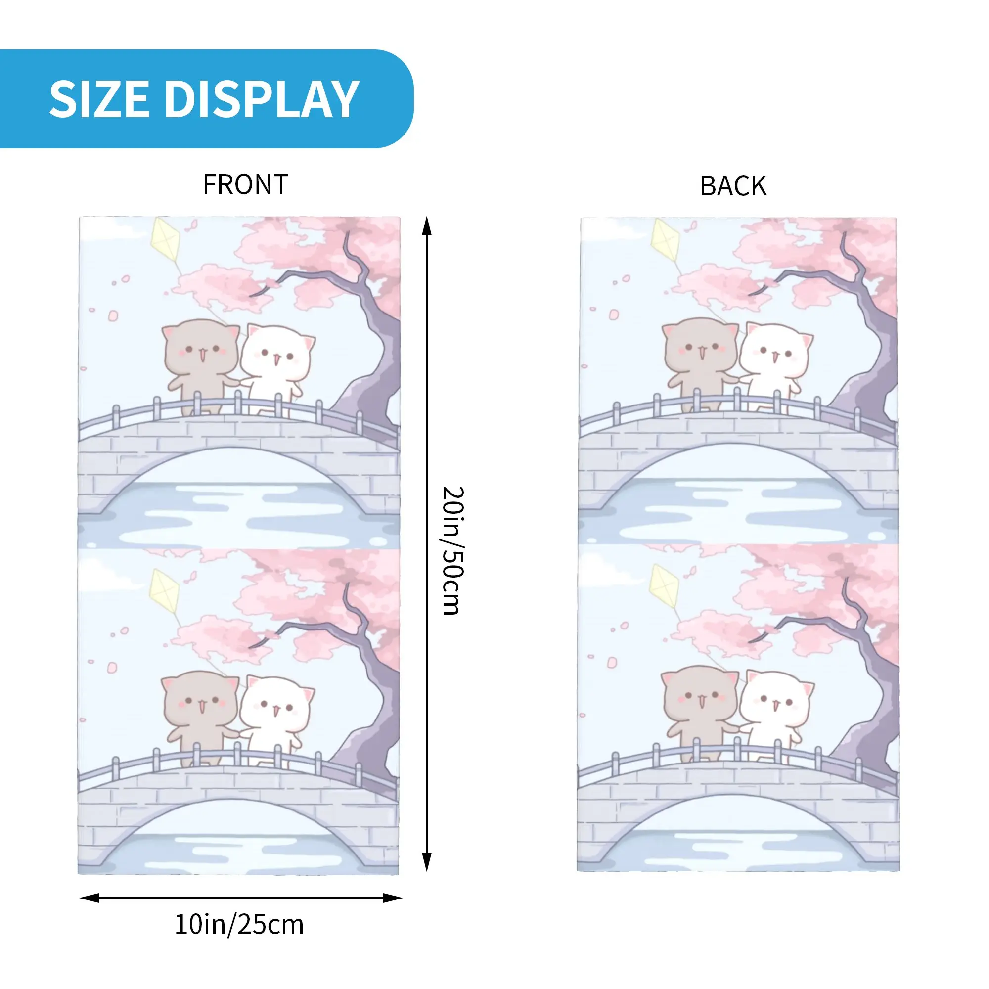 Penutup Leher Kucing Mochi Peach dan Goma Romantis Khusus Wanita Pria, Pelindung UV, Syal Bandana Musim Dingin untuk Hiking