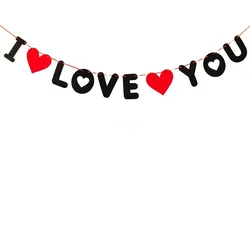 Red Heart Letters Non-woven I Love You Banner Wedding Decoration Pendant Garland Photo Props Valentine Party Supplies Decoration