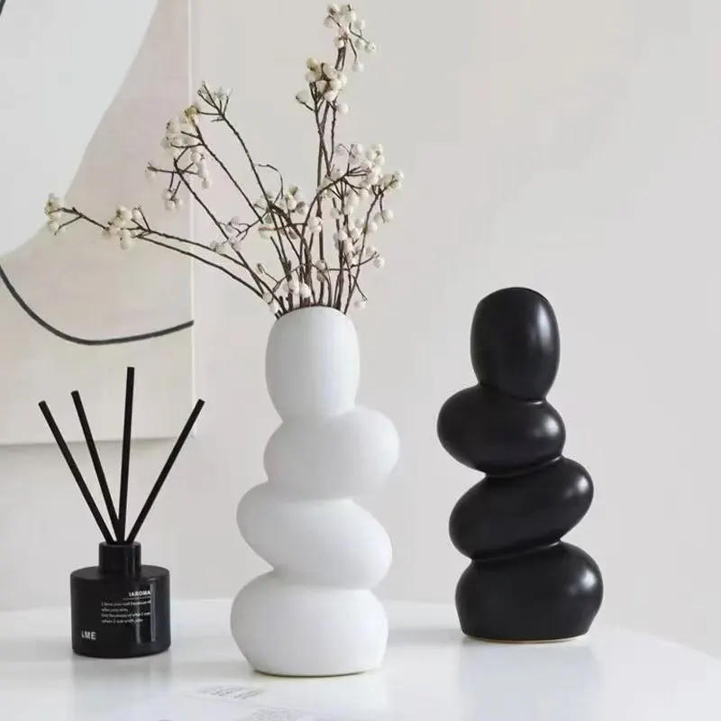 

‌Pebble Irregular Shape Resin Egg Art Vase - Modern Living Room Flower Arrangement & Table Centerpiece‌