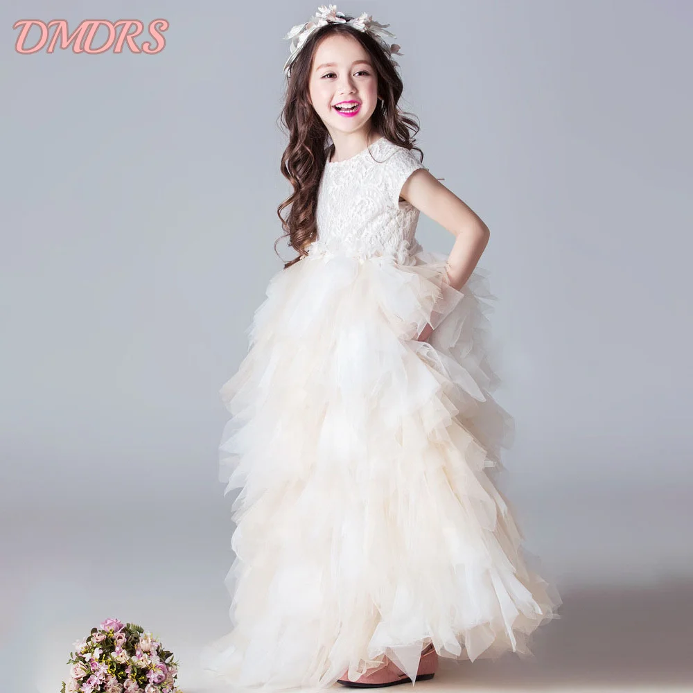 Luxurious Short Sleeve Birthday Dress Charming Floor Length Girls Dress Elegant Princess Dress Solemn Wedding Dress Homecoming