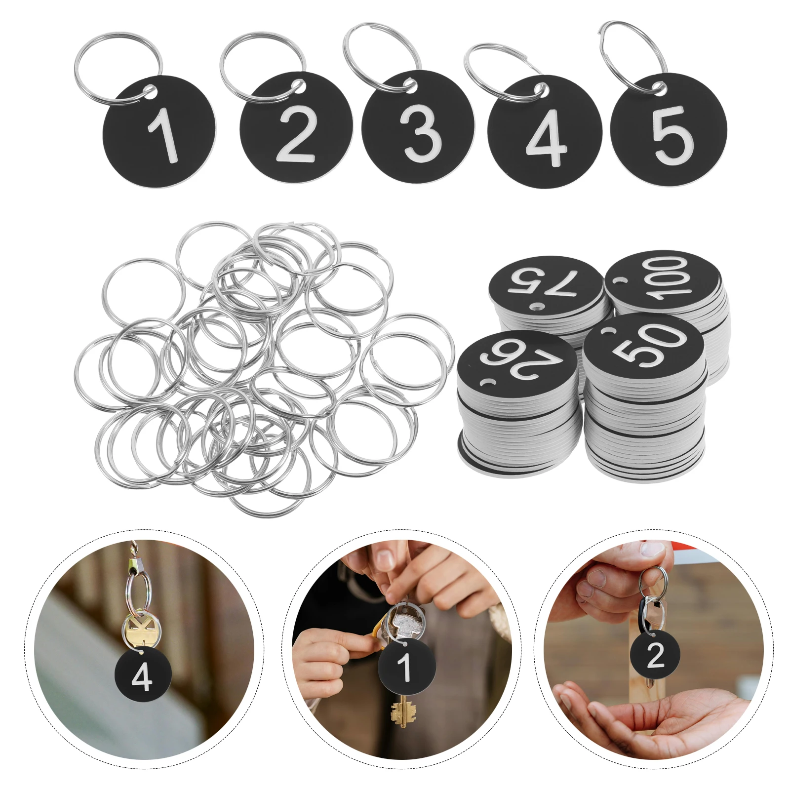 

100pcs Circular Plastic Number Numbered Key Abs Lightweight For Keys Lockers Luggage Identification Round Tags With Hole