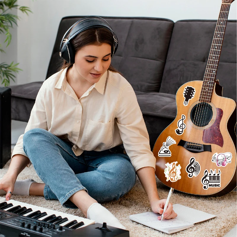 50 قطعة من ملصقات الموسيقى المقاومة للماء من الفينيل لسجل القصاصات الموسيقية وملصقات الملاحظات الموسيقية لملصقات الموسيقى المقاومة للماء #3