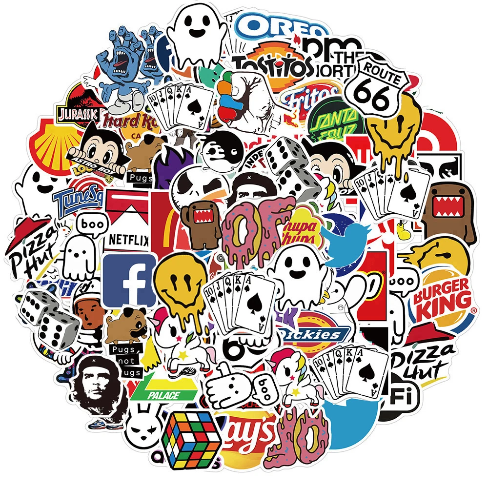 10/30/50/100PCS Aesthetic Mixed Brand Logo Stickers Graffiti Funny Decal Decoration Bike Fridge Skateboard Car DIY Classic Toy