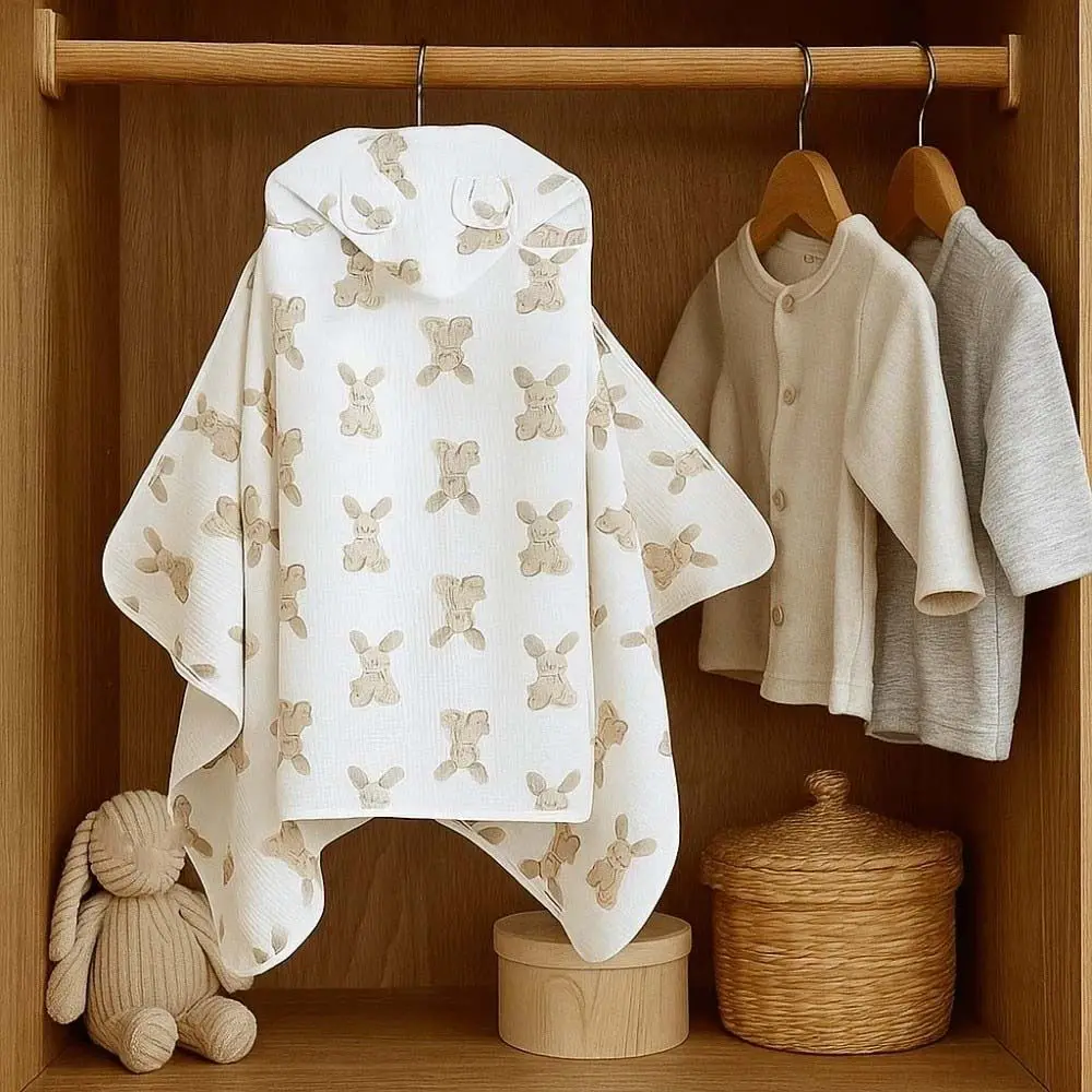 رداء نوم لطيف للأطفال بقلنسوة مناشف كيب ناعمة وسميكة من الشاش بطانية ملفوفة على شكل باندا كارتونية مطبوعة للأطفال رداء حمام للشاطئ