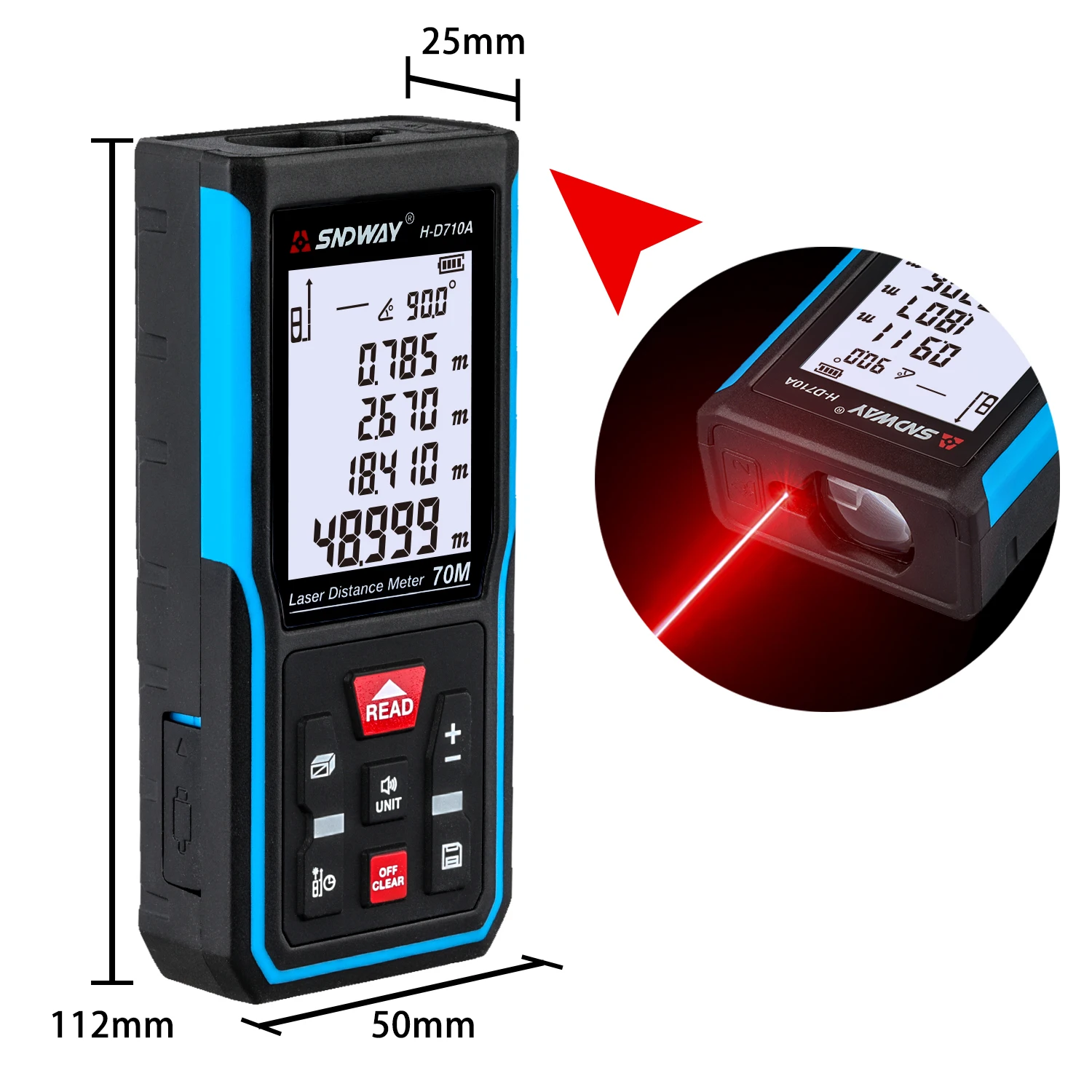 SNDWAY Laser Distance Meter Digital Rangefinder Laser Tape Measure Range Finder