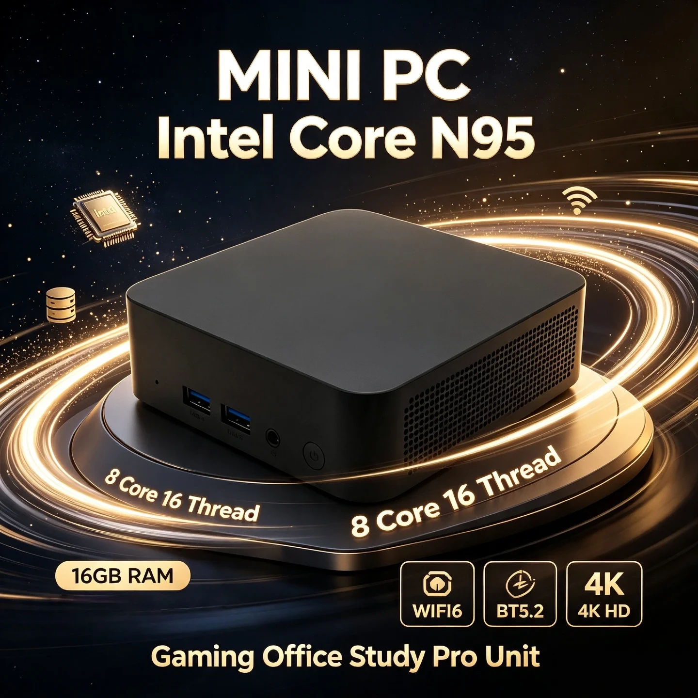 2026 Intel Core N95 i9 10980HK Mini PC 2TB SSD Pocket Computer 4K 60Hz WiFi6 BT5.2 High Performance Pro Unit