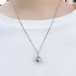 MHS.SUN Silver Color Smooth Spherical Metal Ball Pendant Necklace for Women Men Geometric Trendy Choker Chain Jewelry Gift