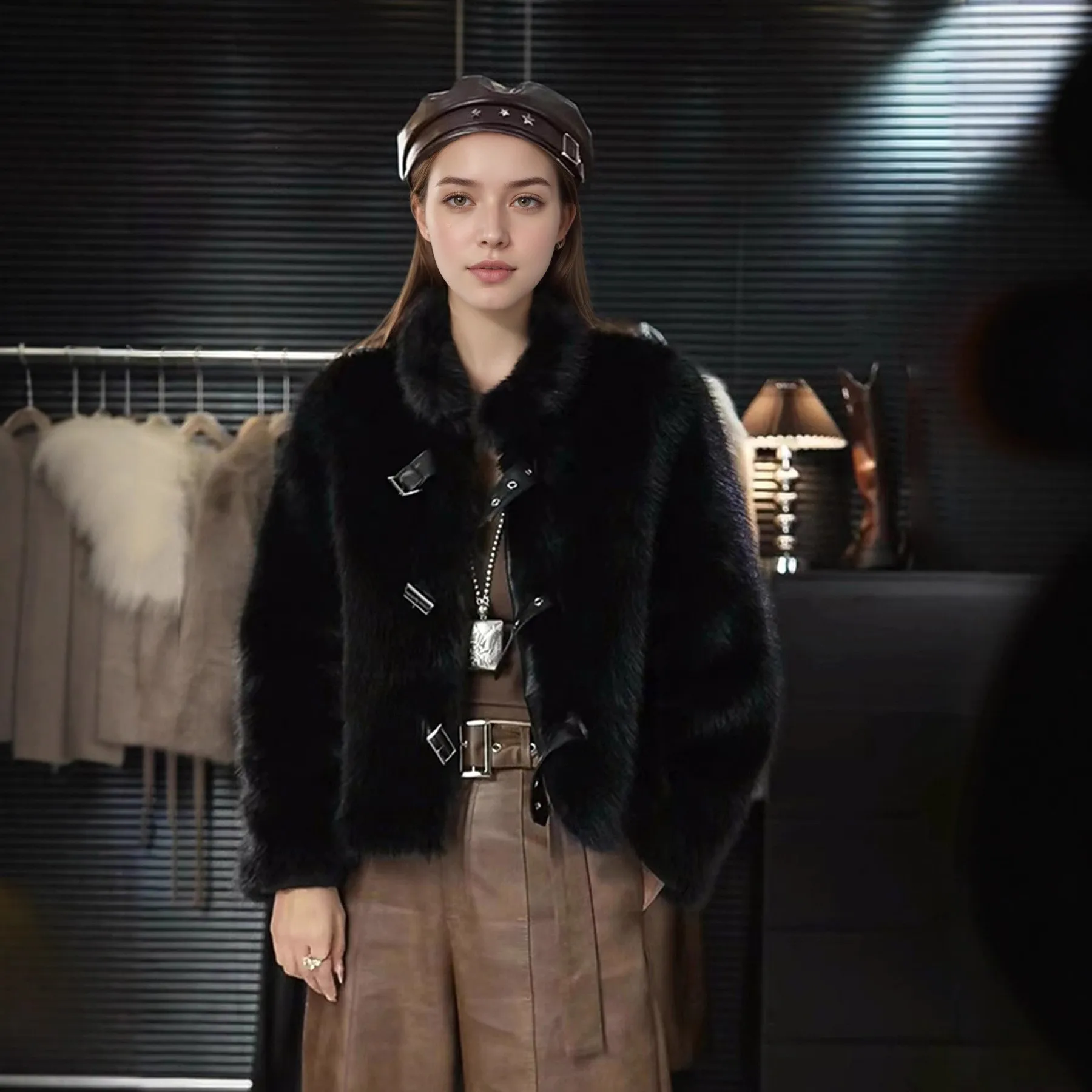 No Hood Patchwork Coat Regular Length British Style with Stand Collar Elegant Commuter Sweet and Fresh Women Winter Jacket