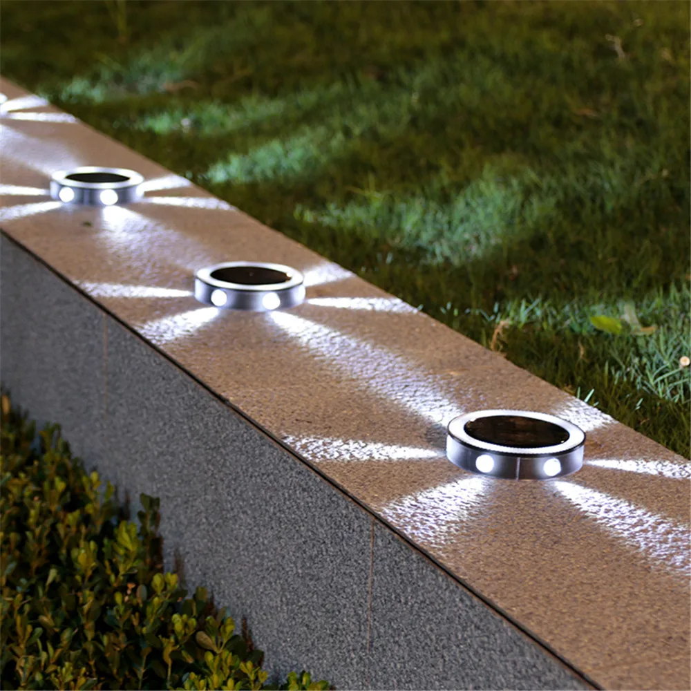 1pcs Solar Disk Light Outdoor 6 leds Waterproof Garden Path Deck Lights Spotlight Buried Solar Led Lamp Garden Yard PathWay