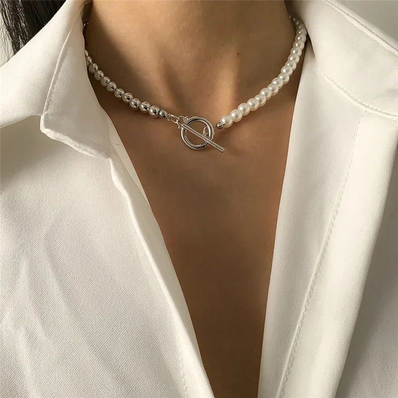 1pc 2022 Simple Toggle Clasp Stainless Steel Chain Necklace Fashion New Chunky Chain Necklace for Men Women Silver Color Jewelry