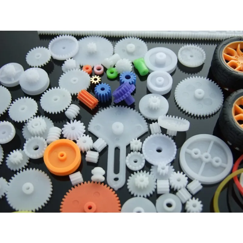 78Pcs DIY Toy Car Gear Kit with Motor Axles Tires Wheels Bevels Racks Accessories for Model Building